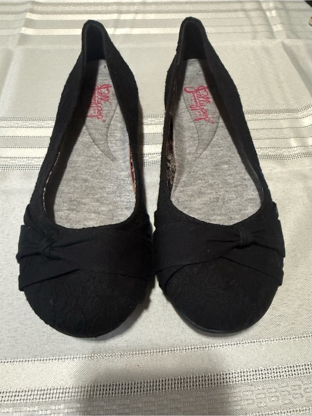 Jelly Pop Black Knot-Front Lace Ballet Flats